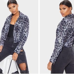 Pretty Little Thing Leopard Print Biker Jacket